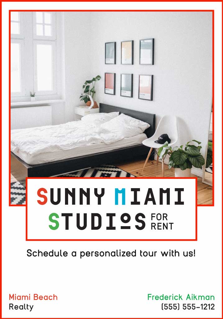 Bright Miami Studio Rental Ad Design