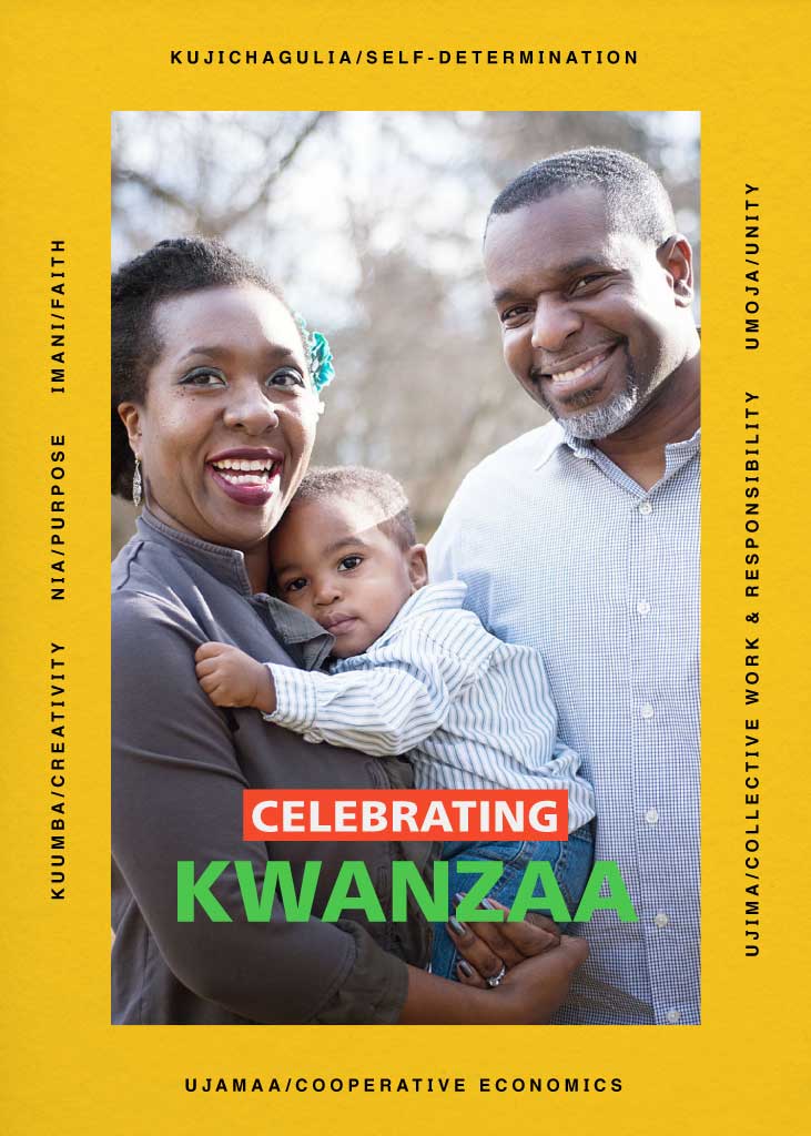 Joyful Kwanzaa Celebration Poster in Yellow and Green