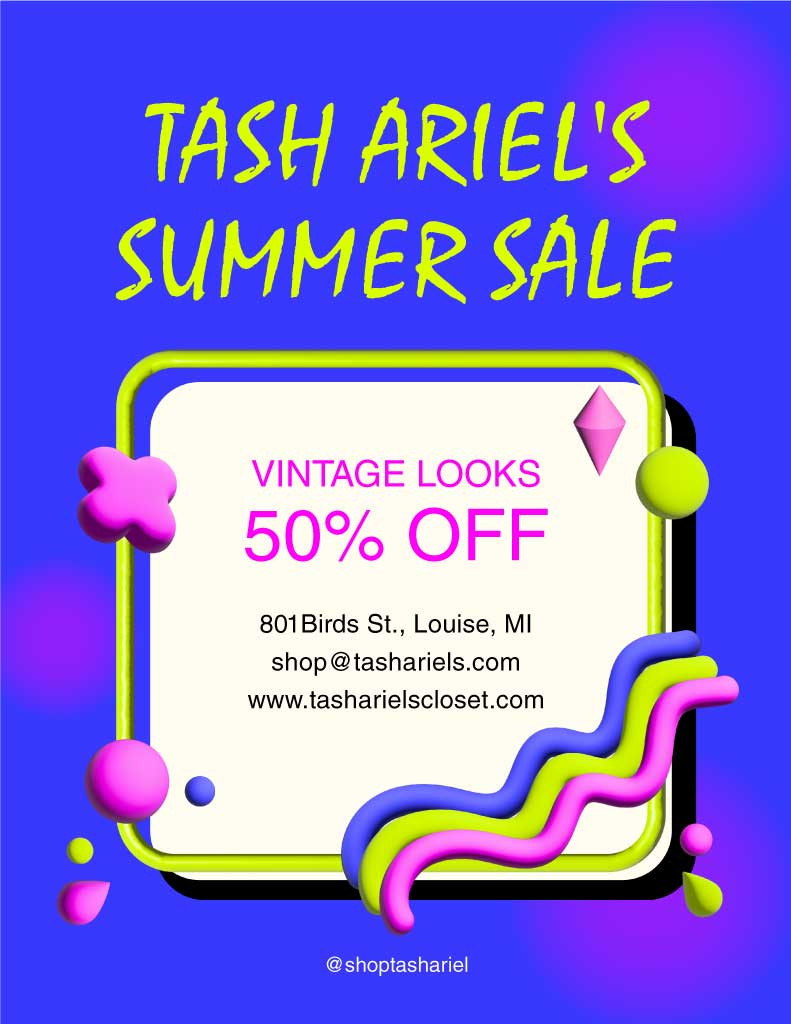 Template Bright Blue and Pink Summer Sale Poster