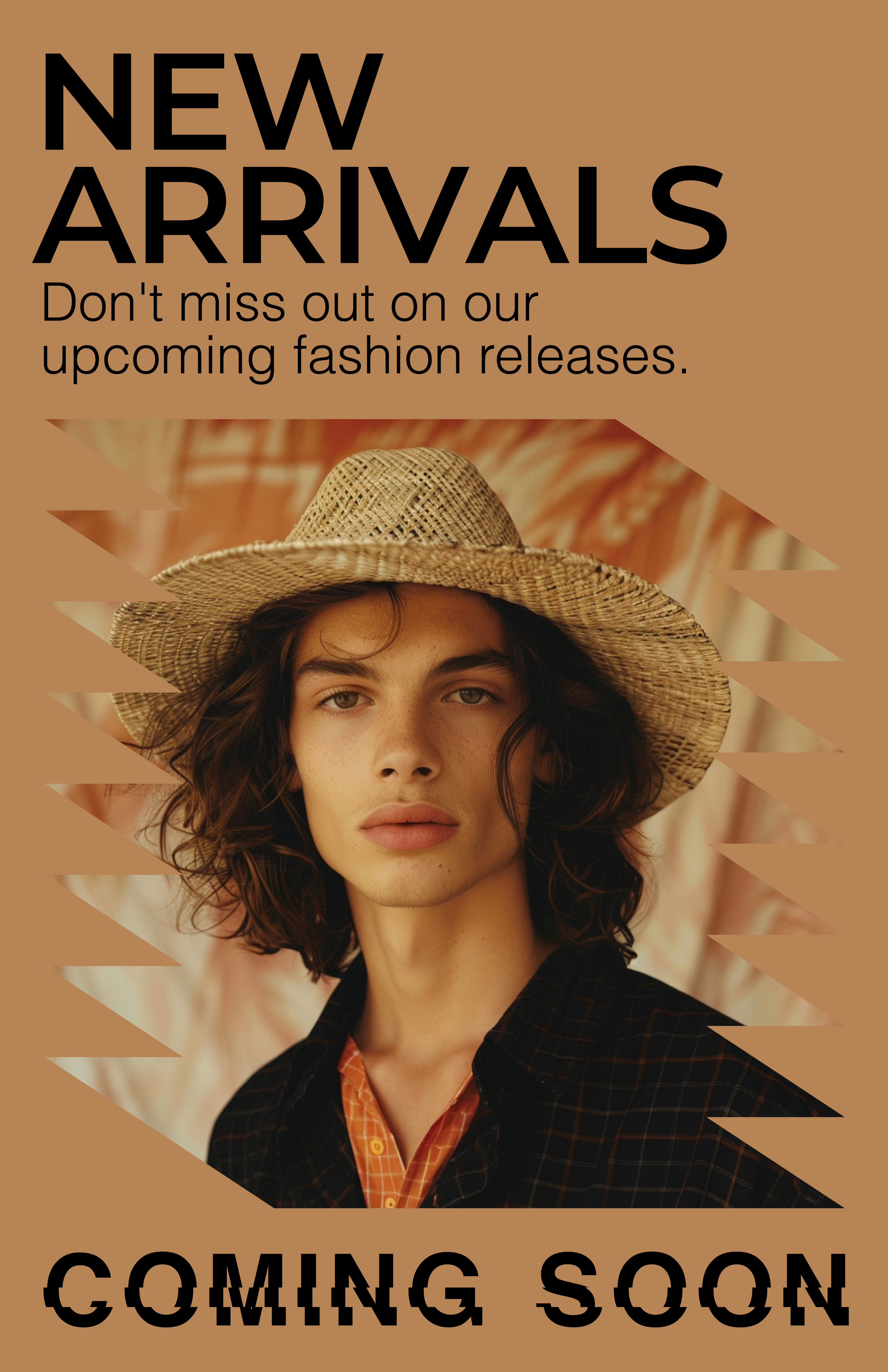 Template New Fashion Arrivals Poster with Brown