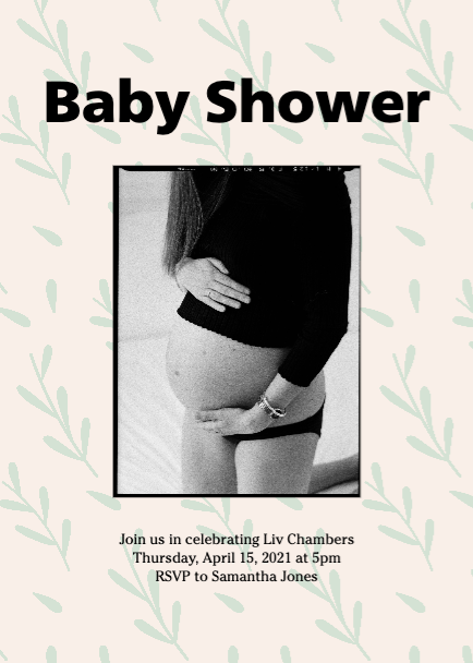 Template Elegant Black and White Baby Shower Poster