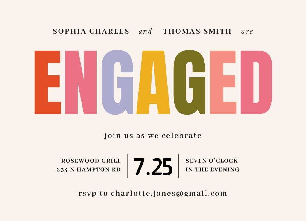 Colorful Engagement Announcement Post Template