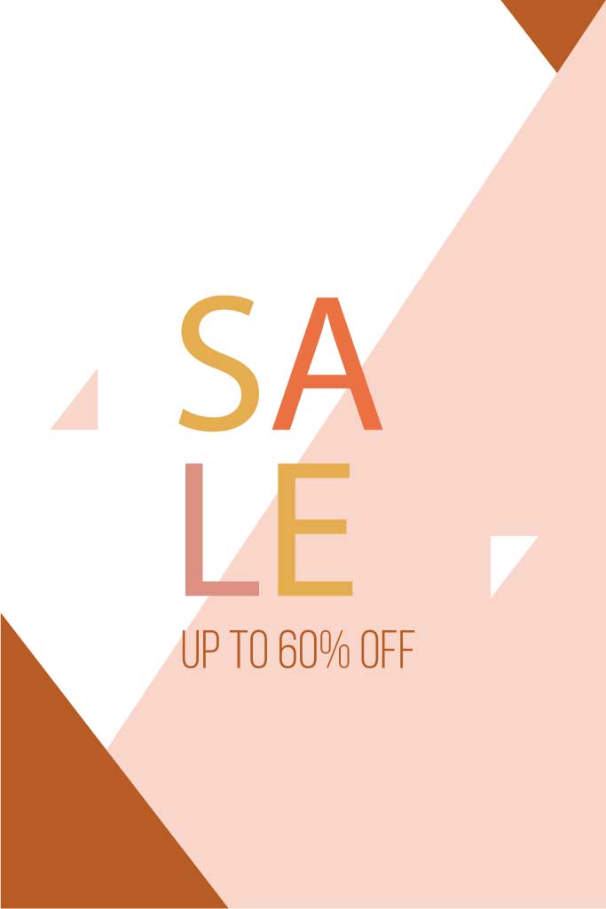 Chic Peach Sale Ad Poster with Geometric Shapes