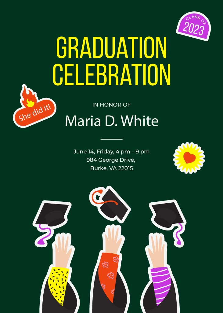Template Elegant Green Graduation Party Poster Design