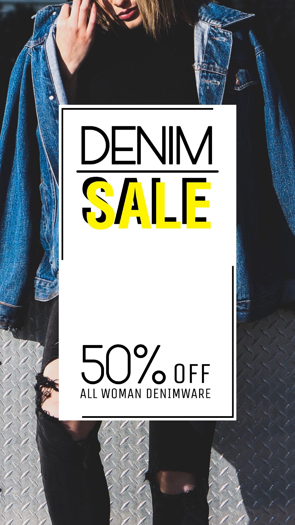 Trendy Denim Sale Poster Yellow Black Highlights