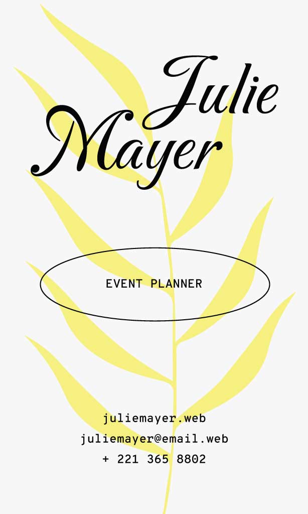 Sleek Yellow Black Event Planner Business Card