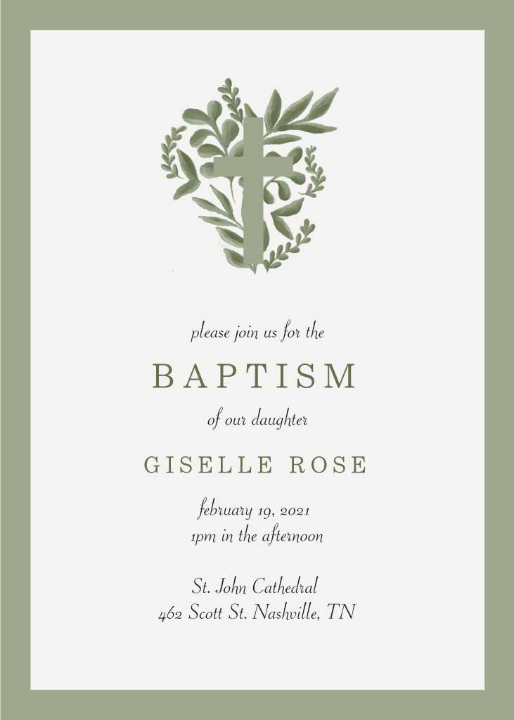Template Elegant Green Baptism Invitation Poster Design