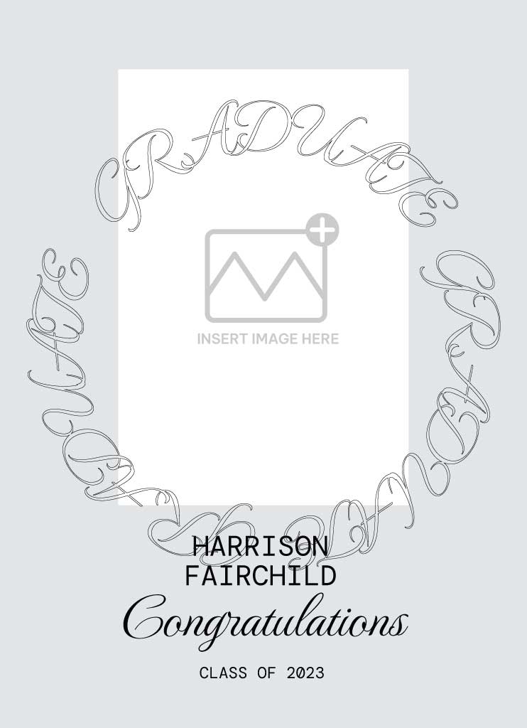 Elegant Graduation Poster Template in Grey and White