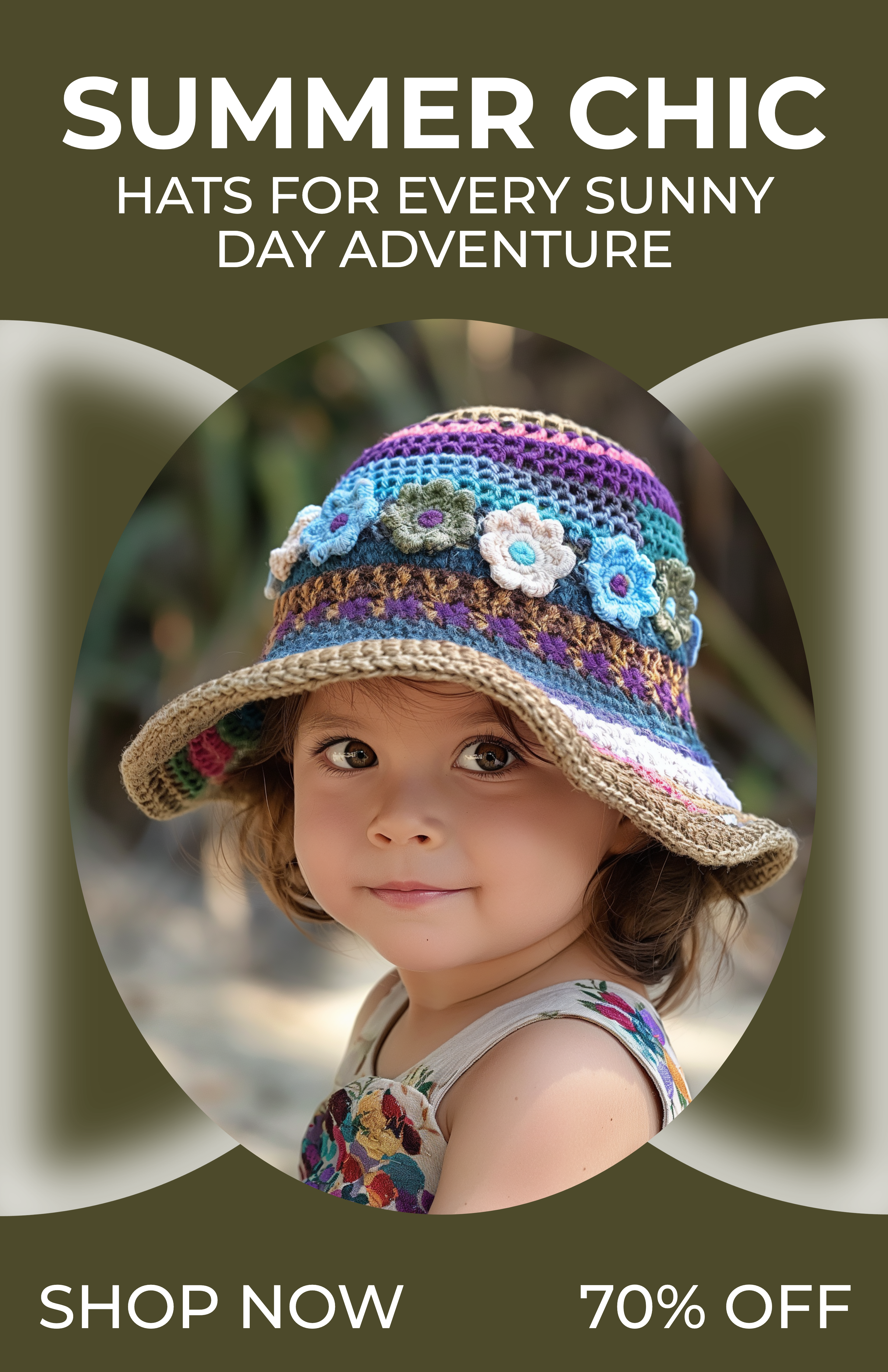 Template Chic Summer Hat Poster in Olive