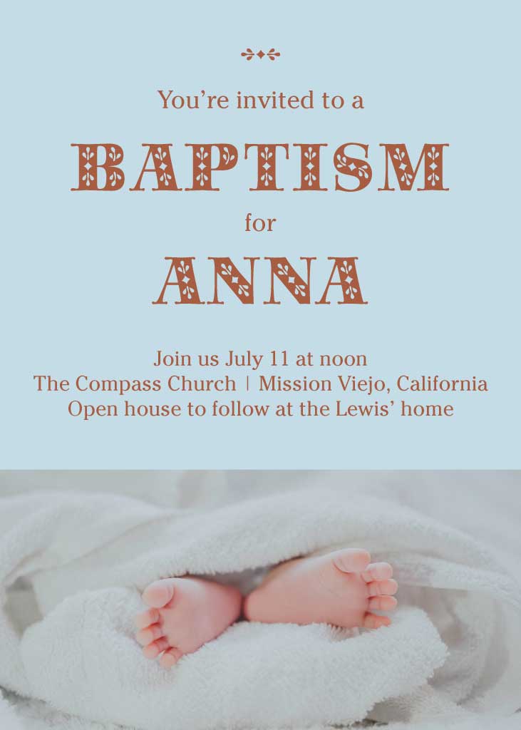 Elegant Sky Blue Baptism Invitation Post