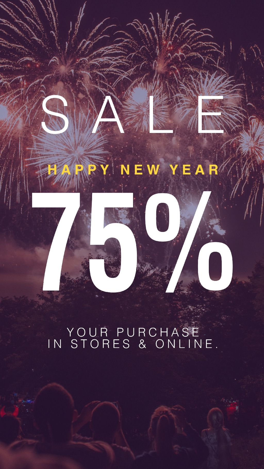 New Year Sale Post with Firework Celebration