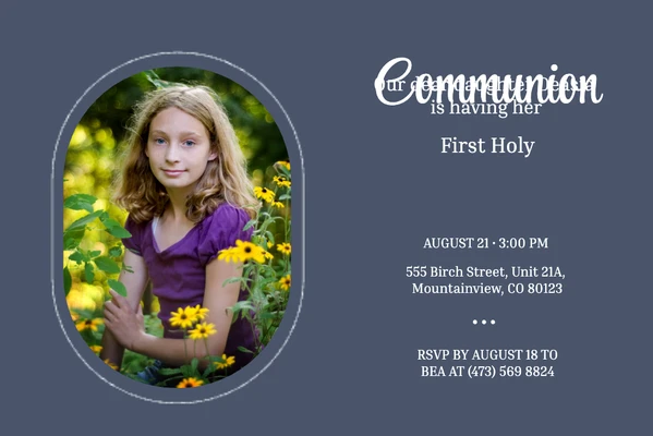 Elegant Purple First Communion Invitation Post