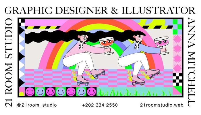 Template Colorful Retro Roller Skating Ad Poster