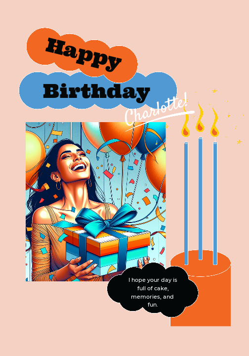 Joyful Blue and Orange Birthday Poster Design