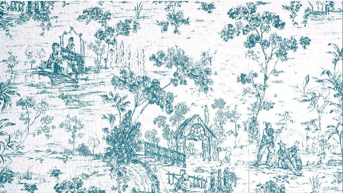 Vintage Blue Toile Pattern Design Poster