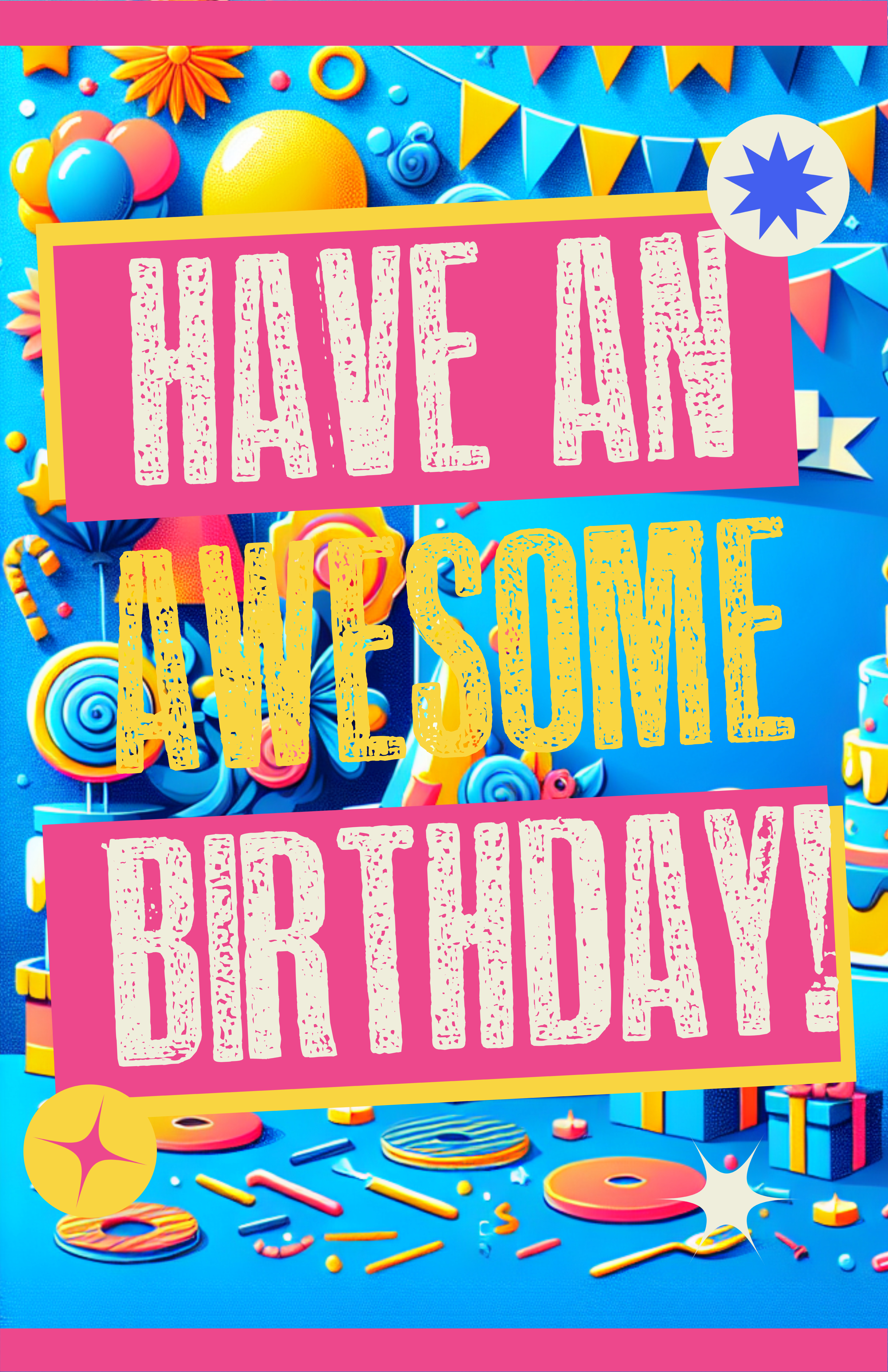 Vibrant Blue and Pink Birthday Poster Design