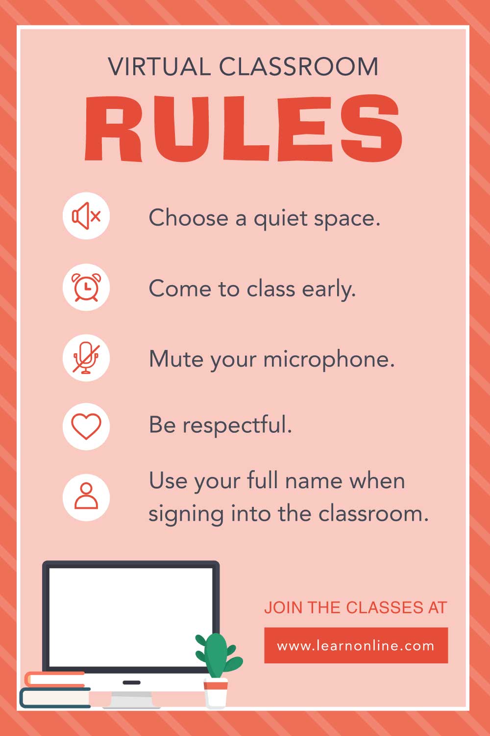 Coral Virtual Classroom Rules Poster Template