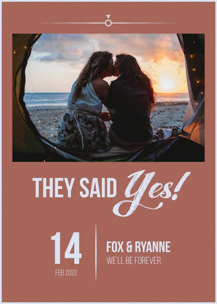 Romantic Beach Proposal Announcement Poster