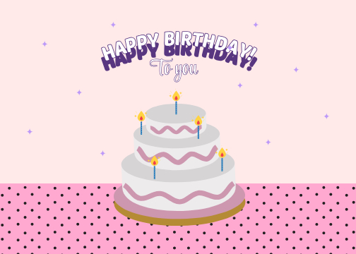 Cheerful Birthday Greeting Post Blue and Pink