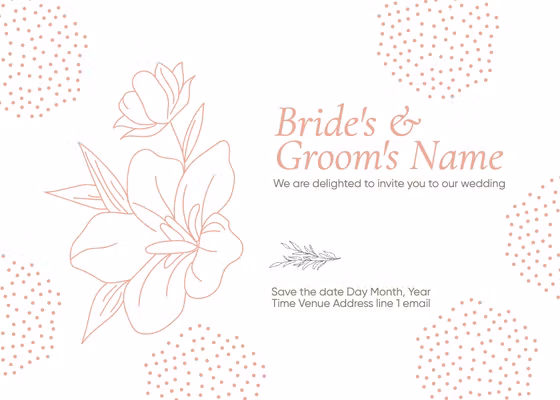 Template Elegant Peach Floral Wedding Invitation Design
