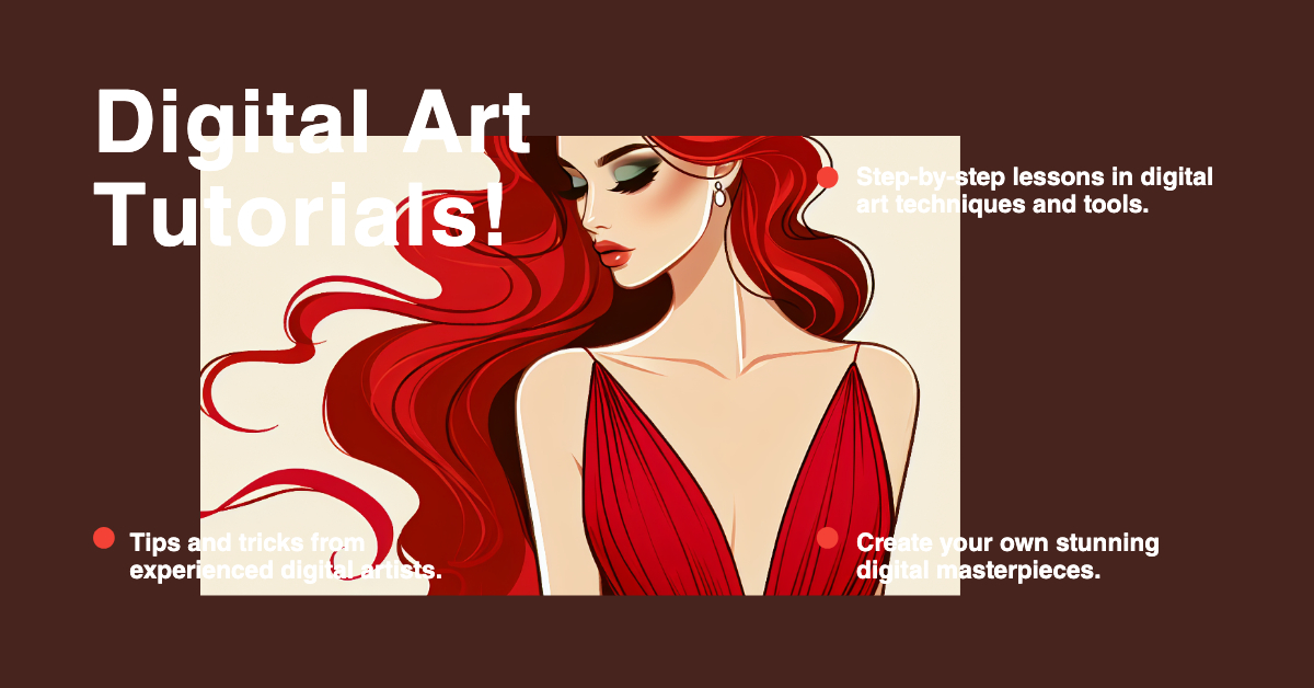 Creative Red Digital Art Tutorial Poster