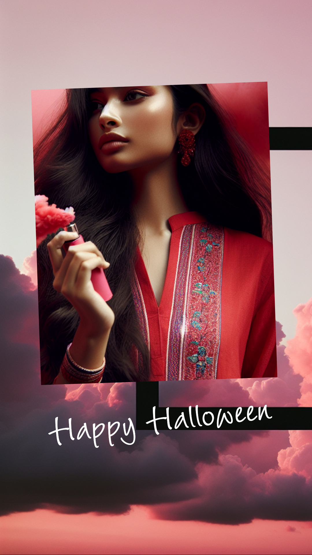 Elegant Halloween Celebration Poster in Red