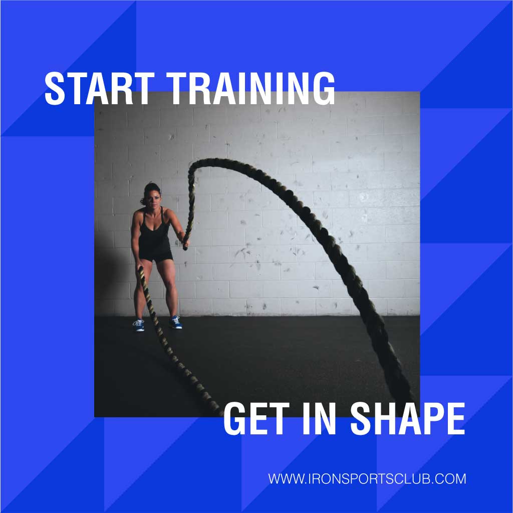 Template Get Fit Gym Workout Poster Design Blue