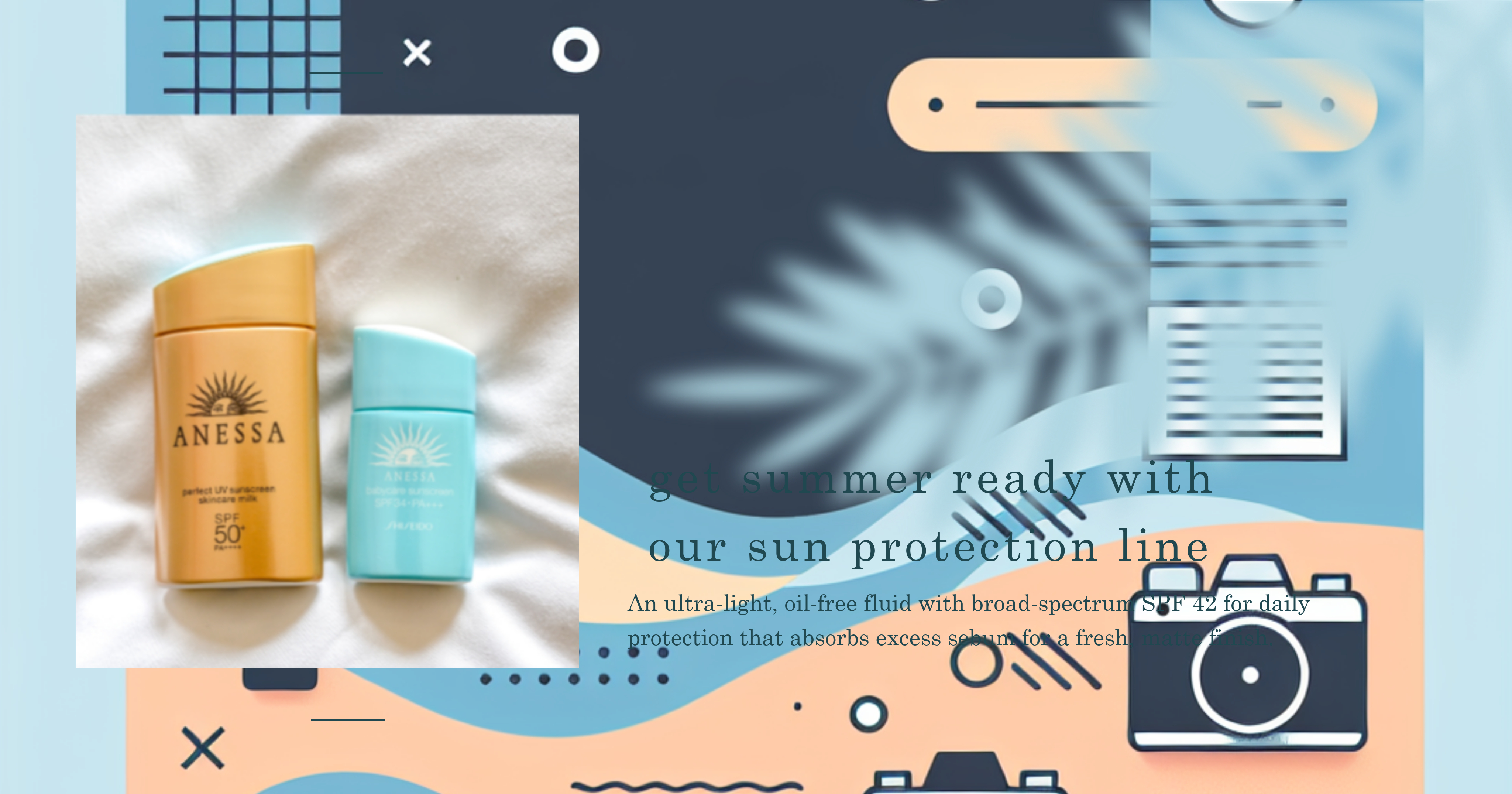 Blue Aqua Sunscreen Ad Design Template