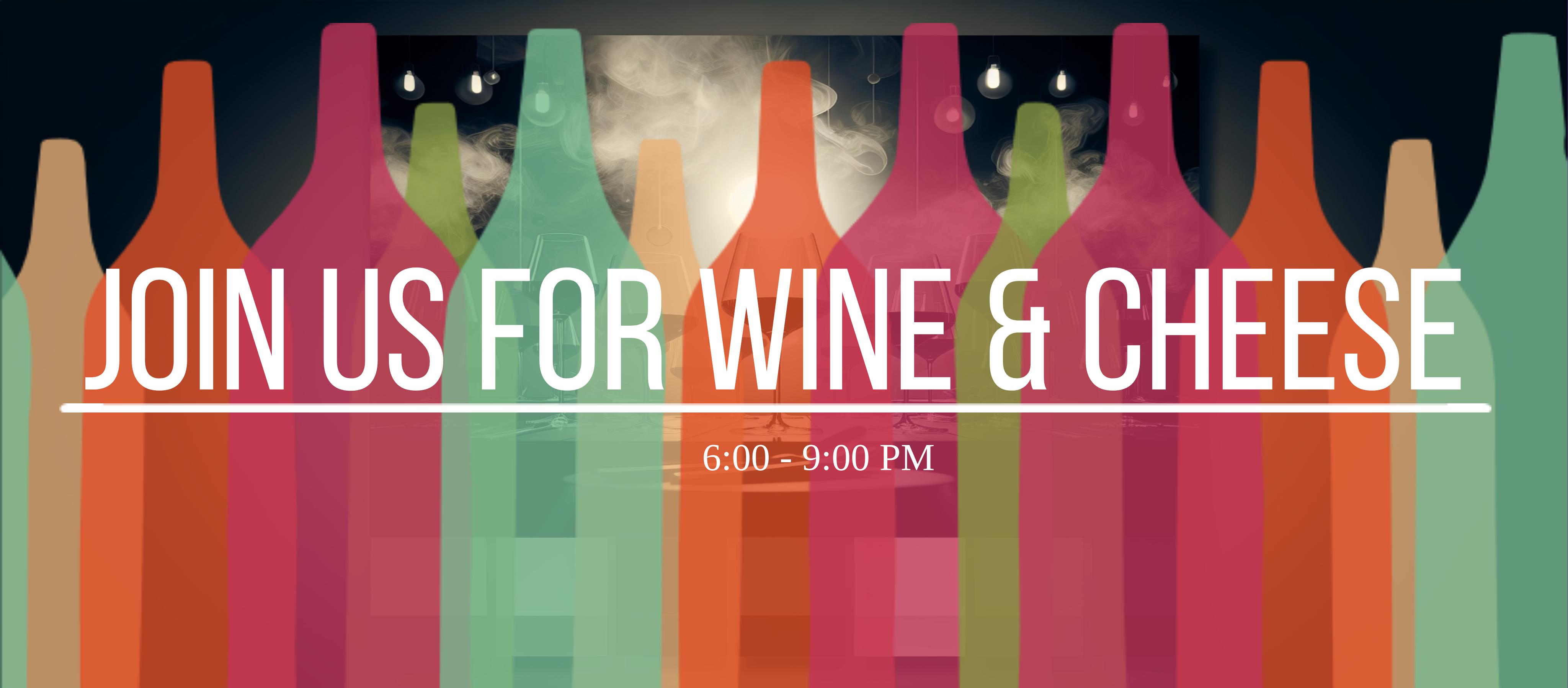 Colorful Wine and Cheese Gathering Poster