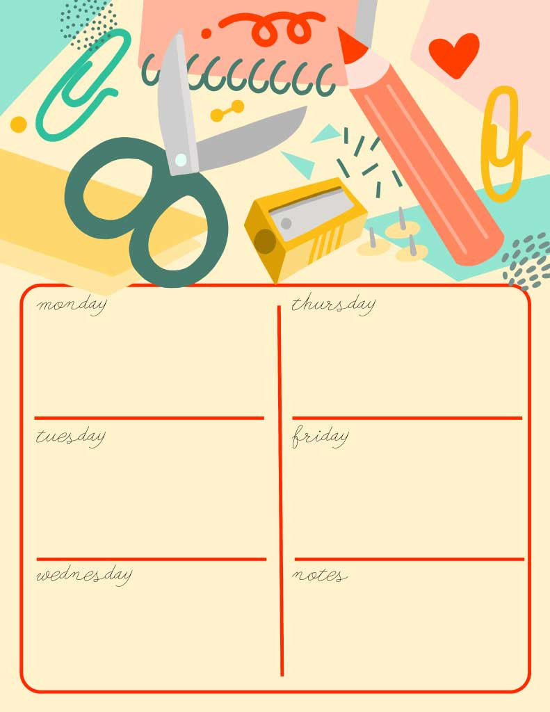 Template Colorful Weekly Planner Post Template