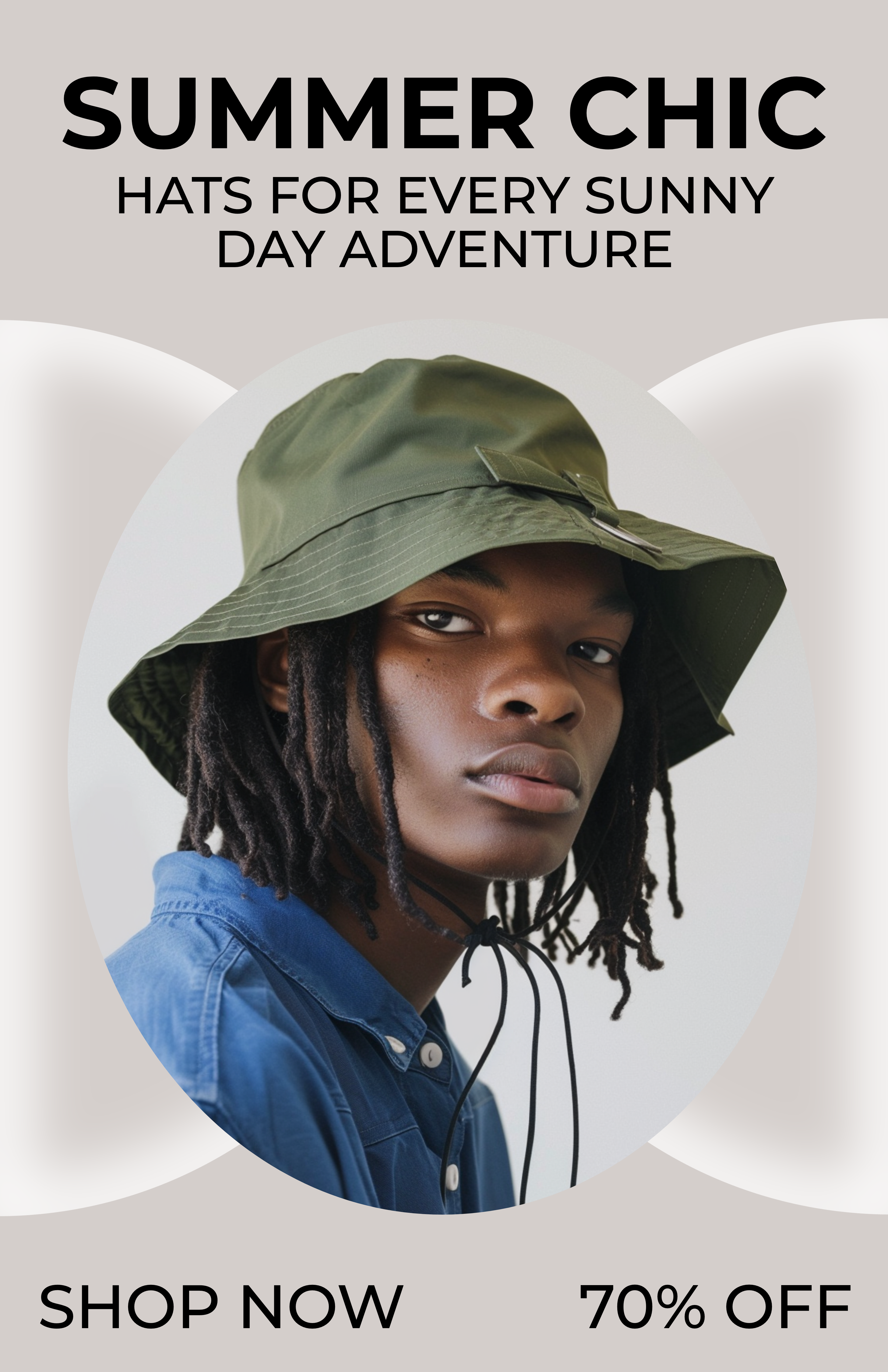 Template Stylish Summer Green Hat Sale Poster