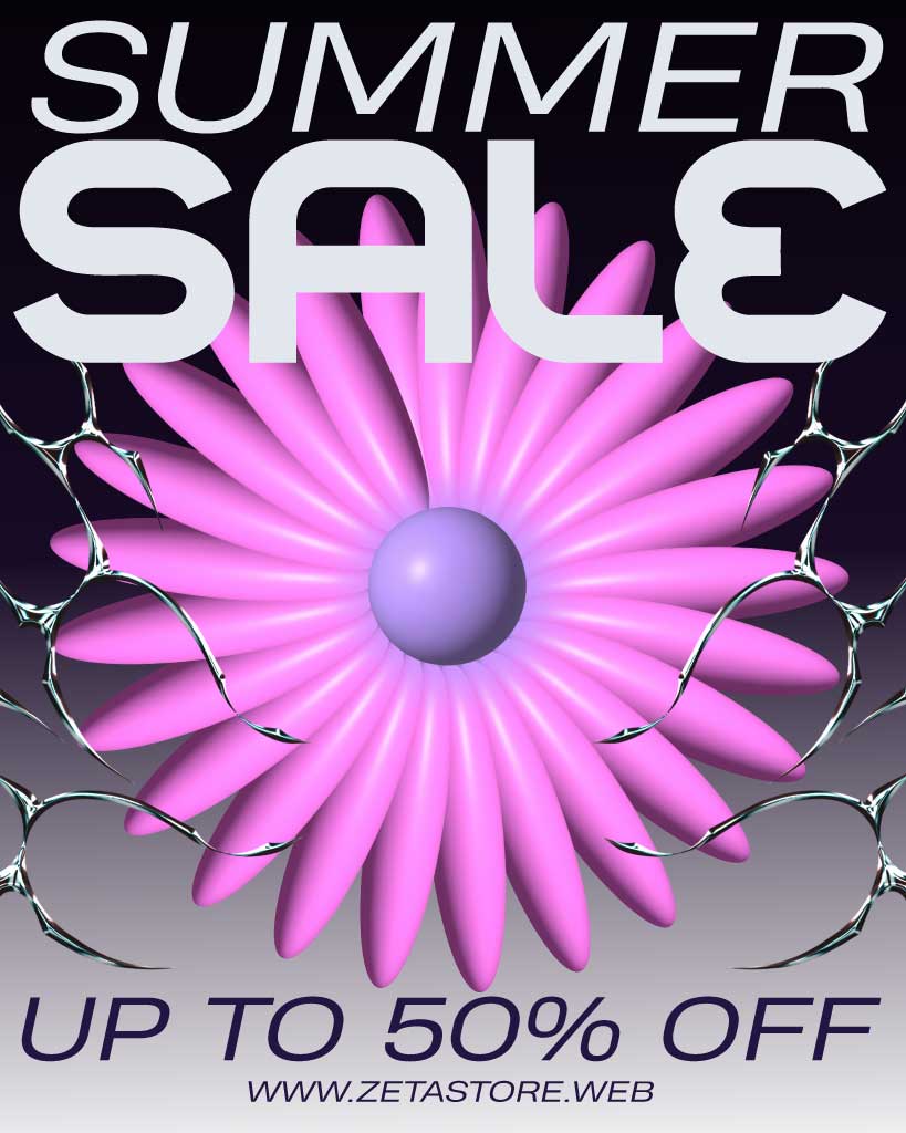 Summer Sale Poster with Vibrant Purple Hues