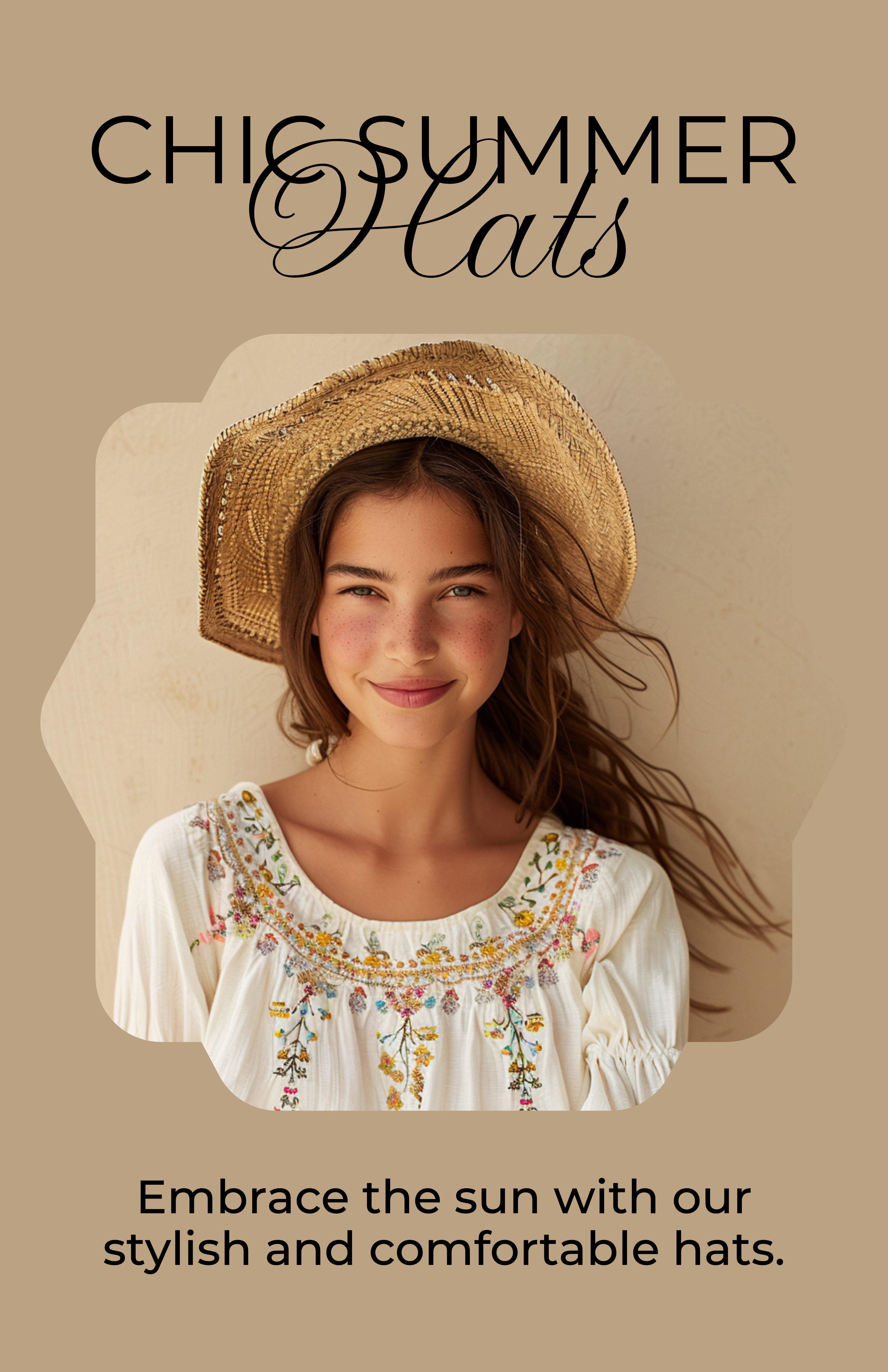 Template Chic Beige Summer Hat Style Poster