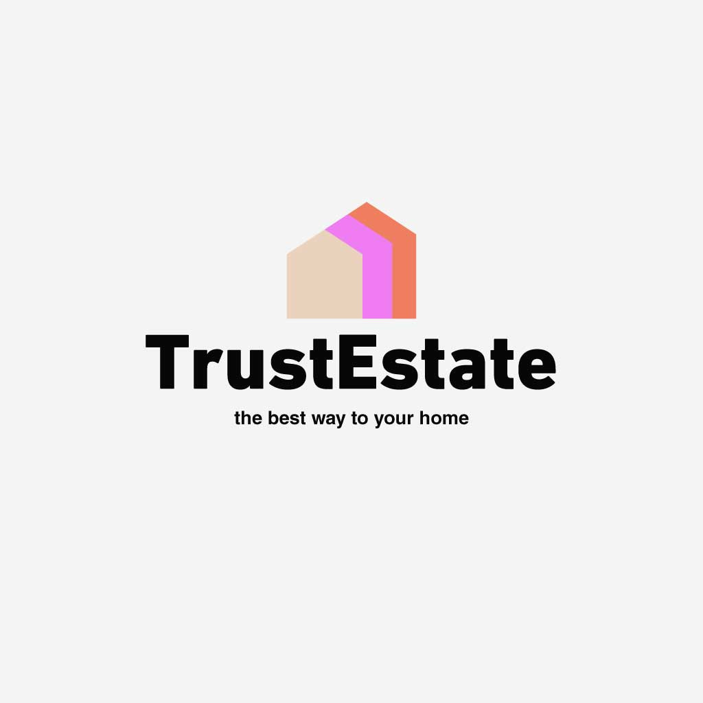 Template Sleek Real Estate Logo Ad in Soft Pink and Gray