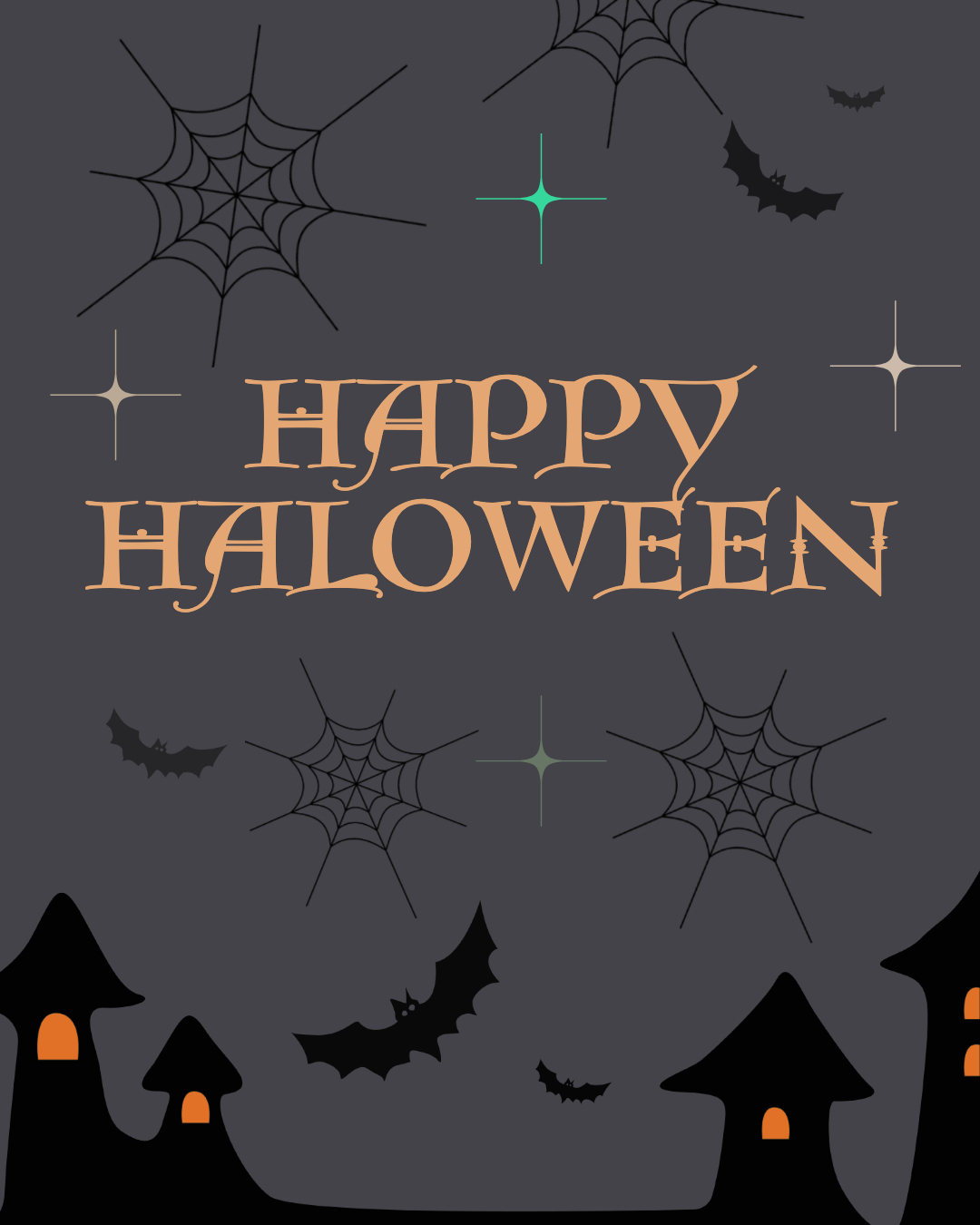 Spooky Halloween Poster Design in Orange and Black