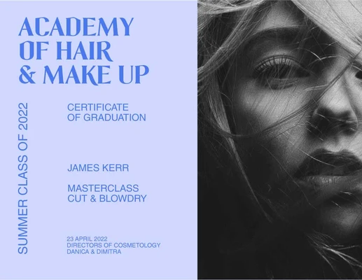 Template Elegant Blue and Black Hair Academy Certificate