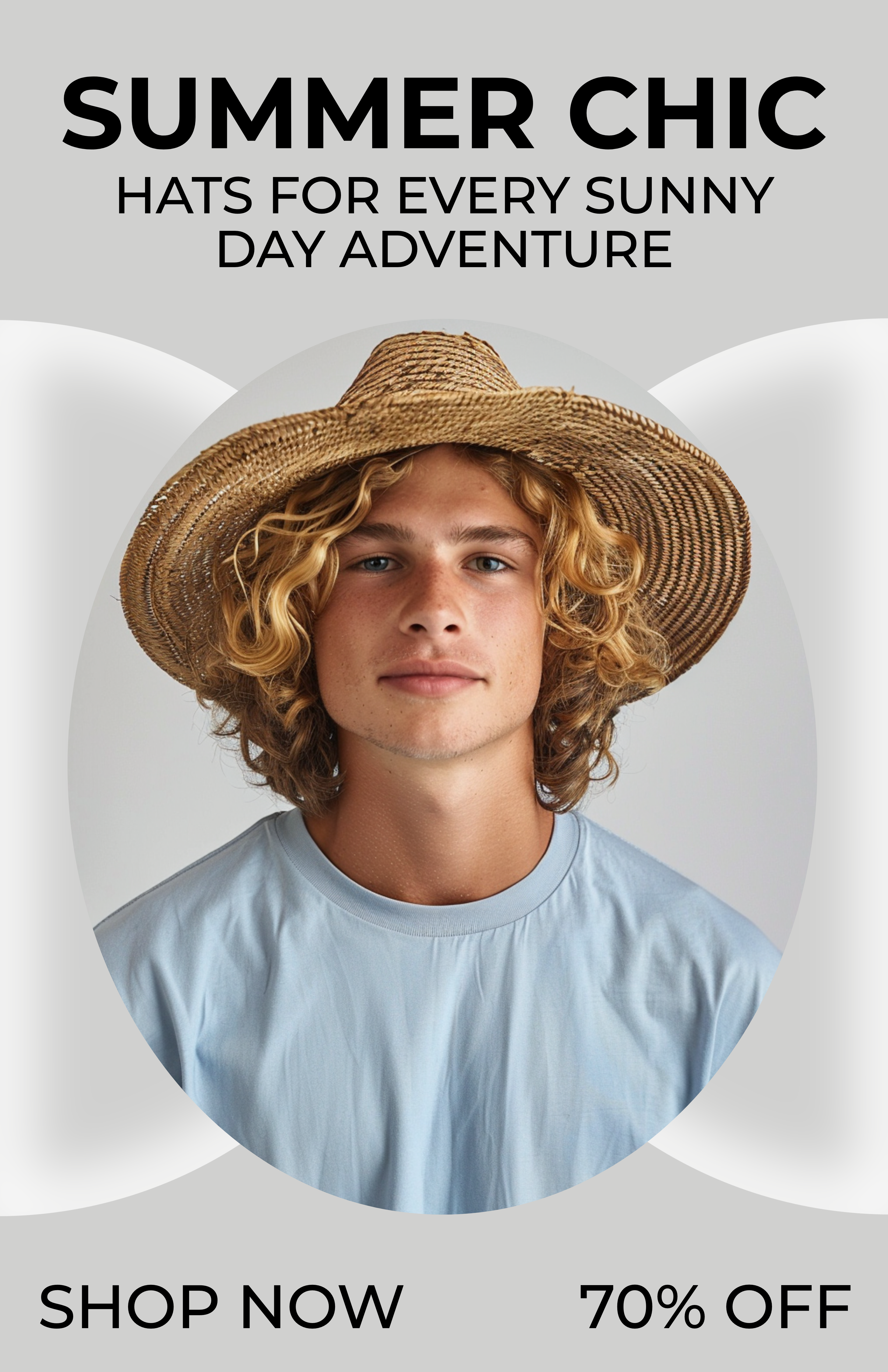 Template Summer Chic Hat Sale Poster in Gray