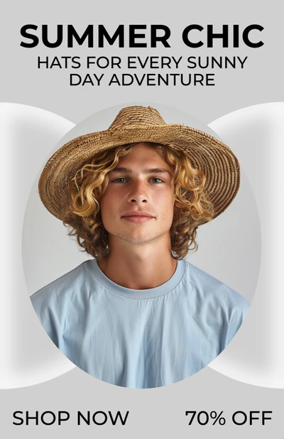 Template Summer Chic Hat Sale Poster in Gray