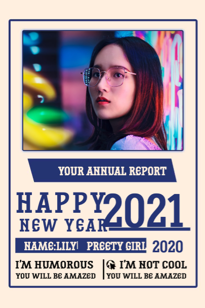 Bold Blue and Pink New Year Poster Template