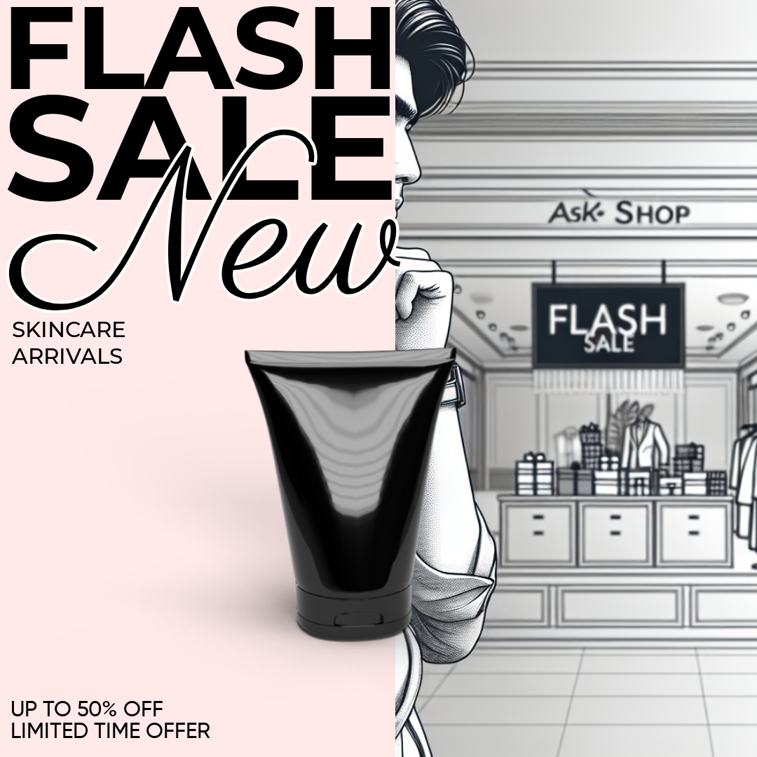 Skincare Flash Sale Ad Pink Black Highlights