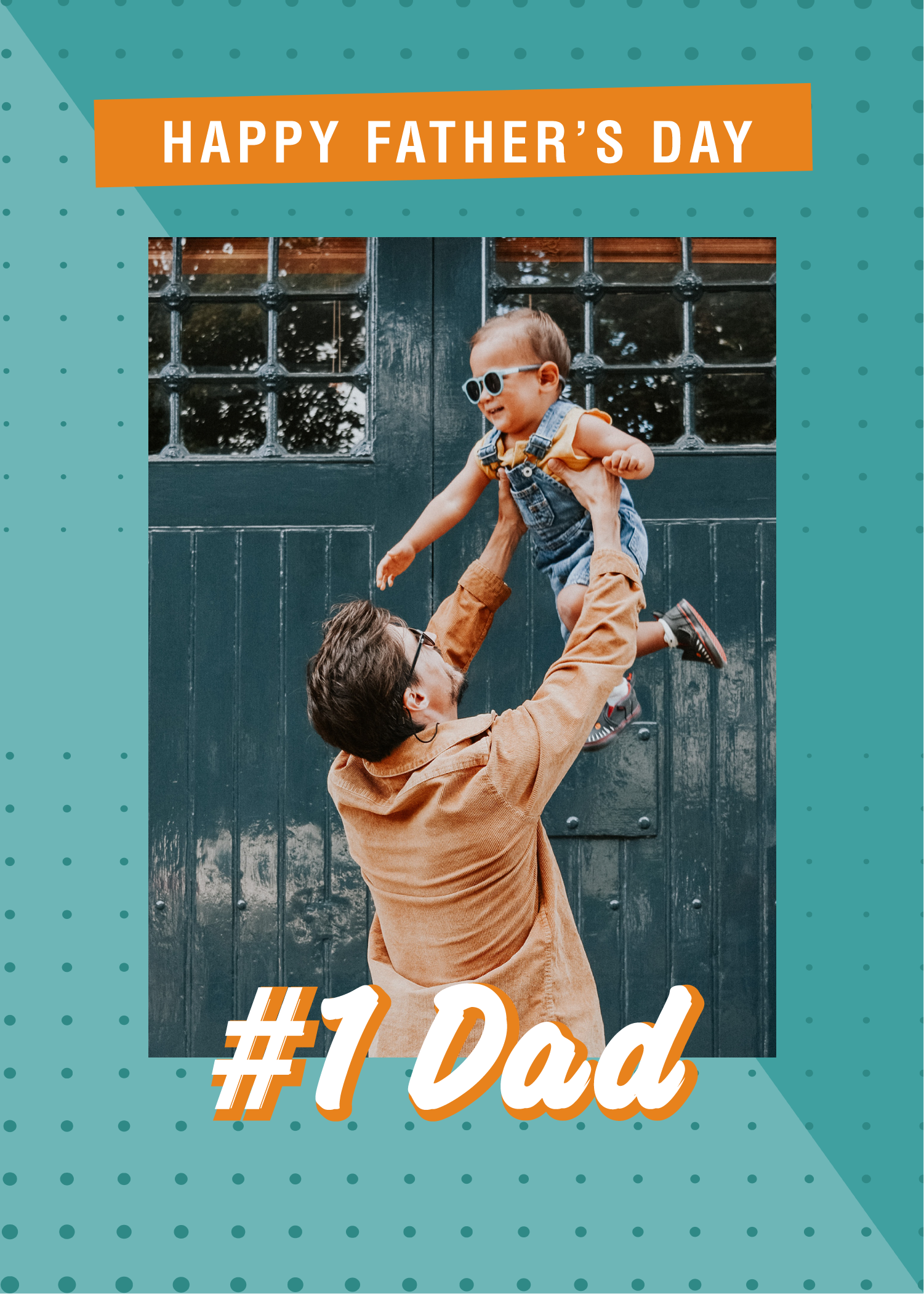 Cheerful Father's Day Post Template in Teal and Orange