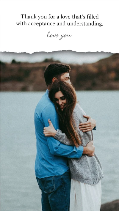 Template Heartfelt Gratitude Blue Love Postcard Design