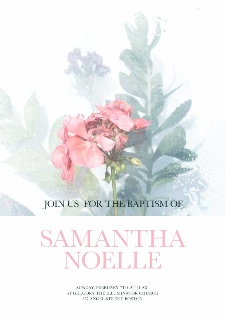 Template Elegant Baptism Invitation Poster in Soft Pink