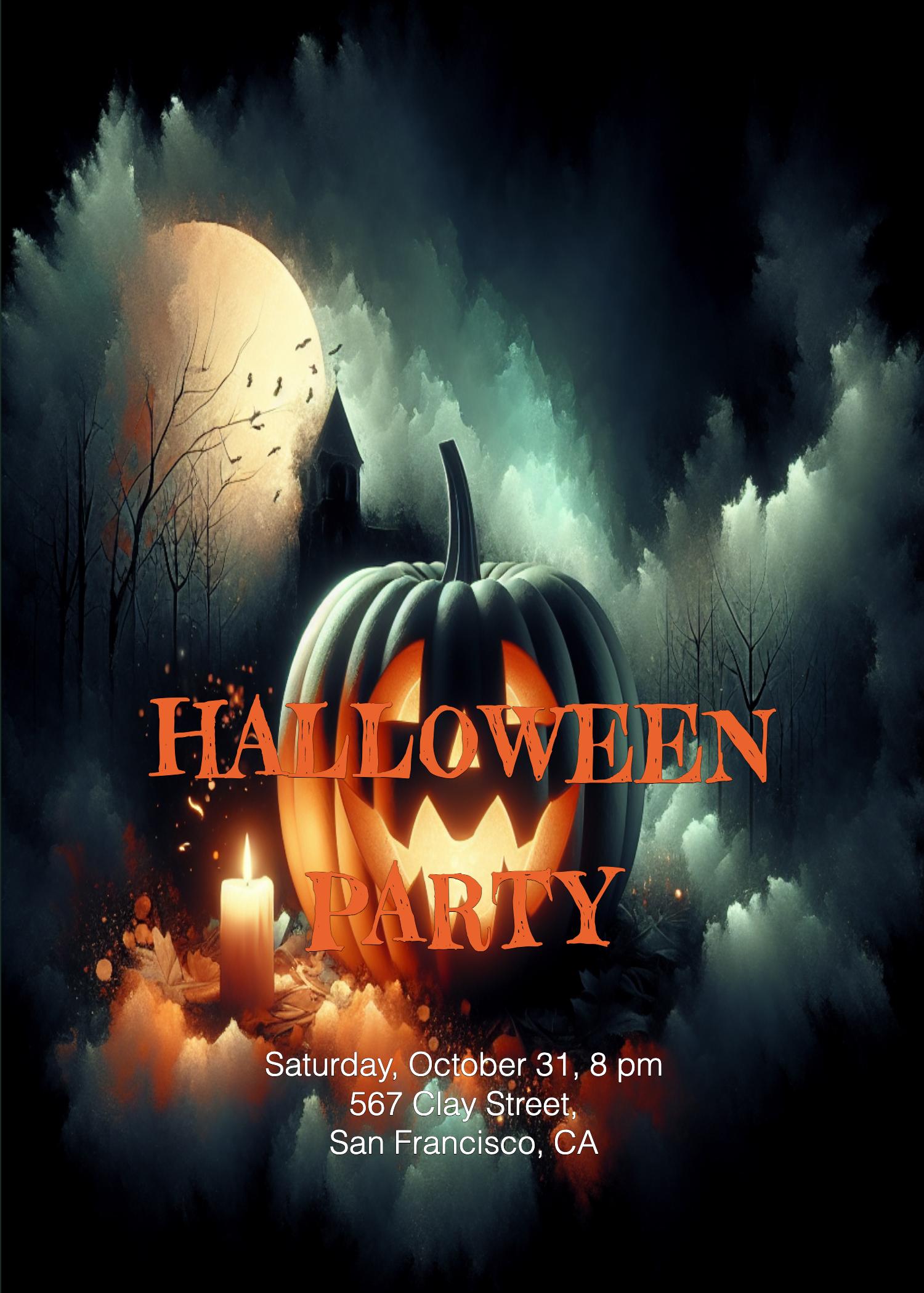 Spooky Halloween Party Poster Black and Orange