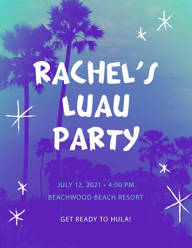 Template Tropical Teal Luau Party Invitation Poster