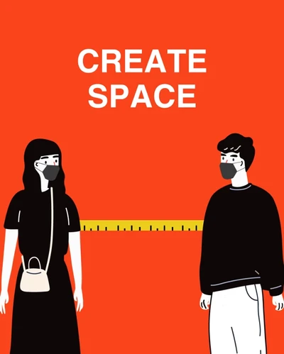 Template Vibrant Red Social Distancing Poster Design