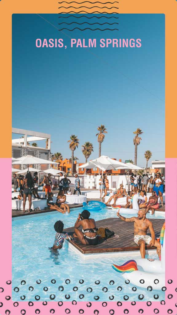 Template Sunny Palm Springs Poolside Event Poster