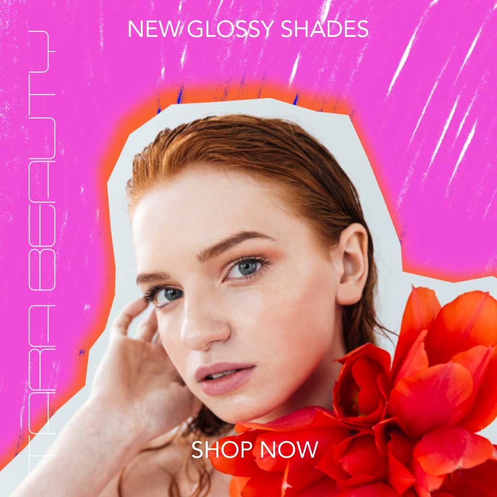 Chic Beauty Ad with Pink and Orange Highlights