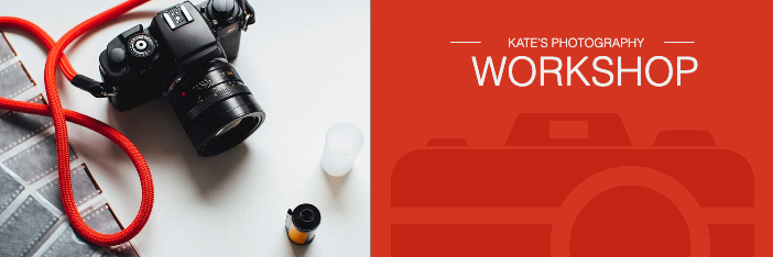 Template Red Themed Camera Workshop Poster Design