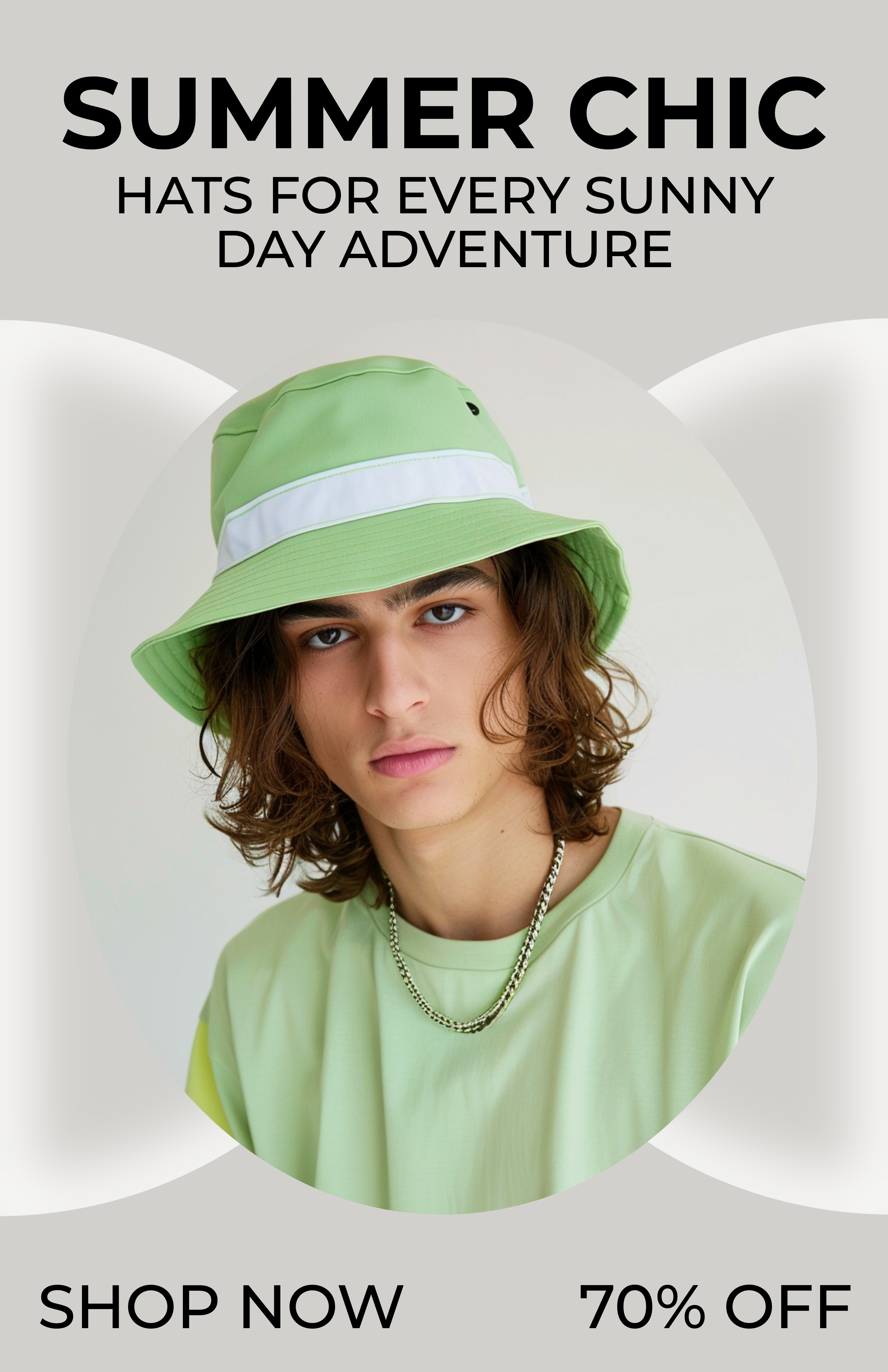 Template Chic Green Hat Promotion Poster Design